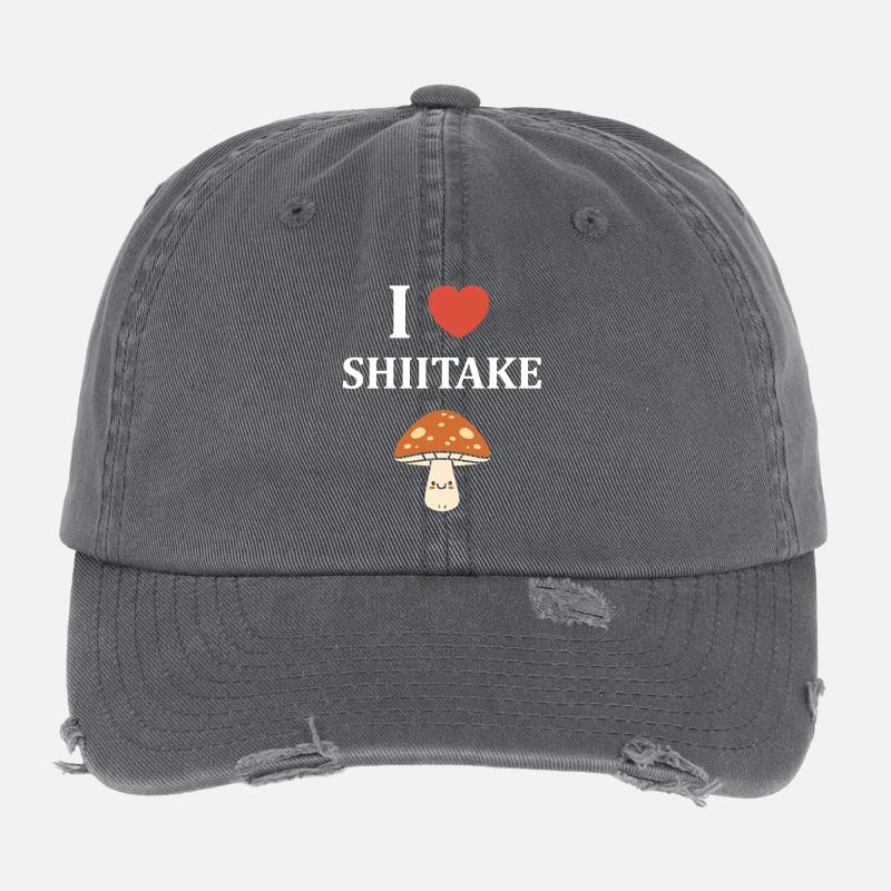 I like Shiitake kawaii mushroom Flexfit Vintage Destroyed Cap