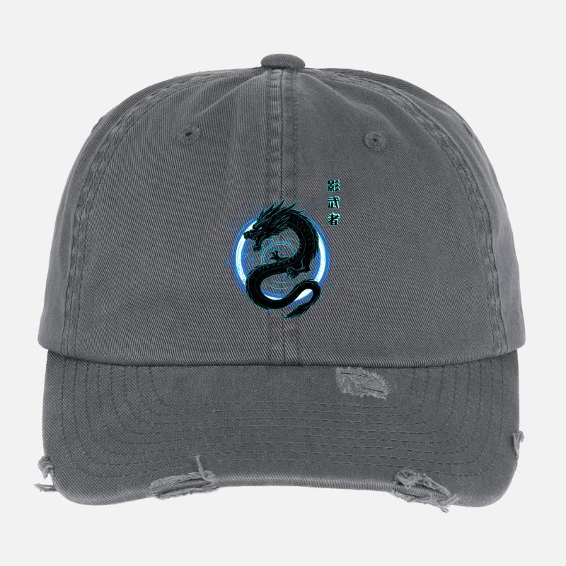 Japanisch neon blauer - Drache Flexfit Vintage Destroyed Cap