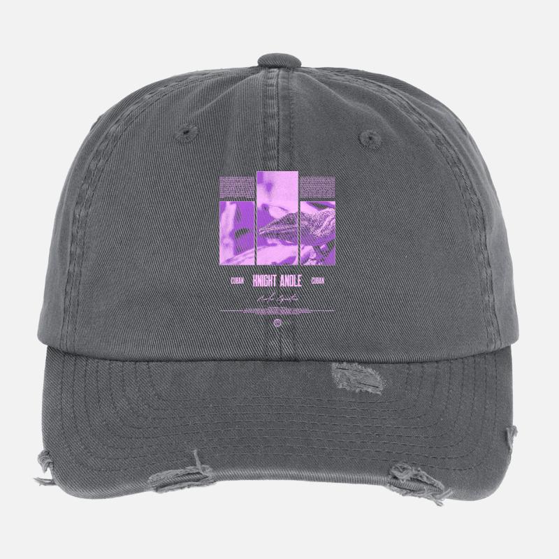 Kubanischer Ritter Anole Eidechse Besitzer Reptilienhalter Flexfit Vintage Destroyed Cap