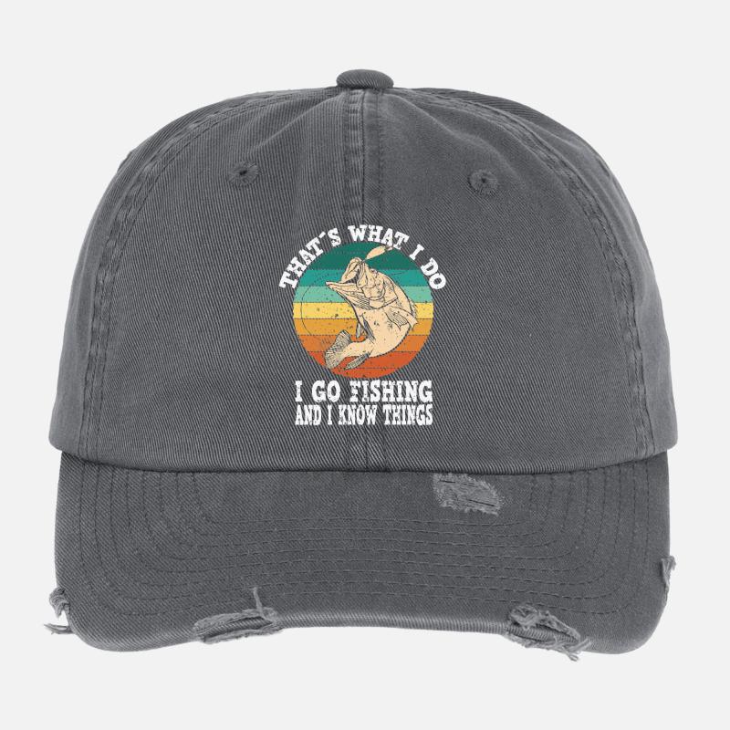 Motif mème de poisson rétro Casquette vintage effet usé Flexfit