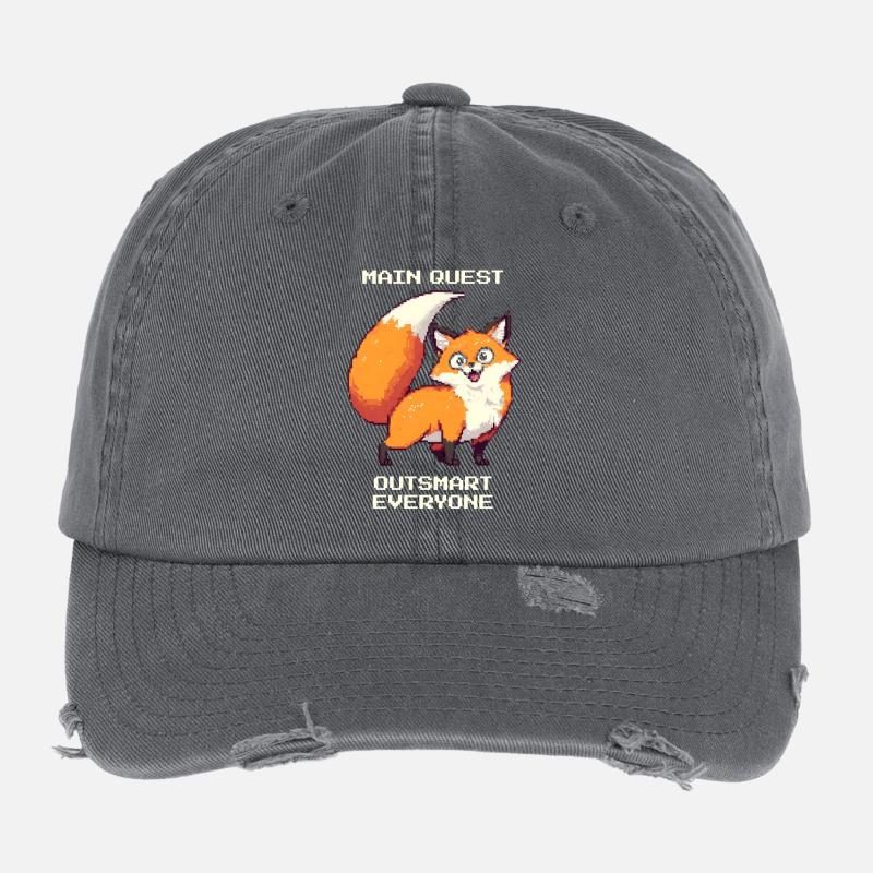 Main Quest: Outsmart Everyone | derpy fox Flexfit Vintage Destroyed Cap