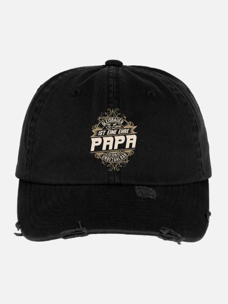 Gleisbauer Papa - Flexfit Vintage Destroyed Cap - Schwarz - Vorne