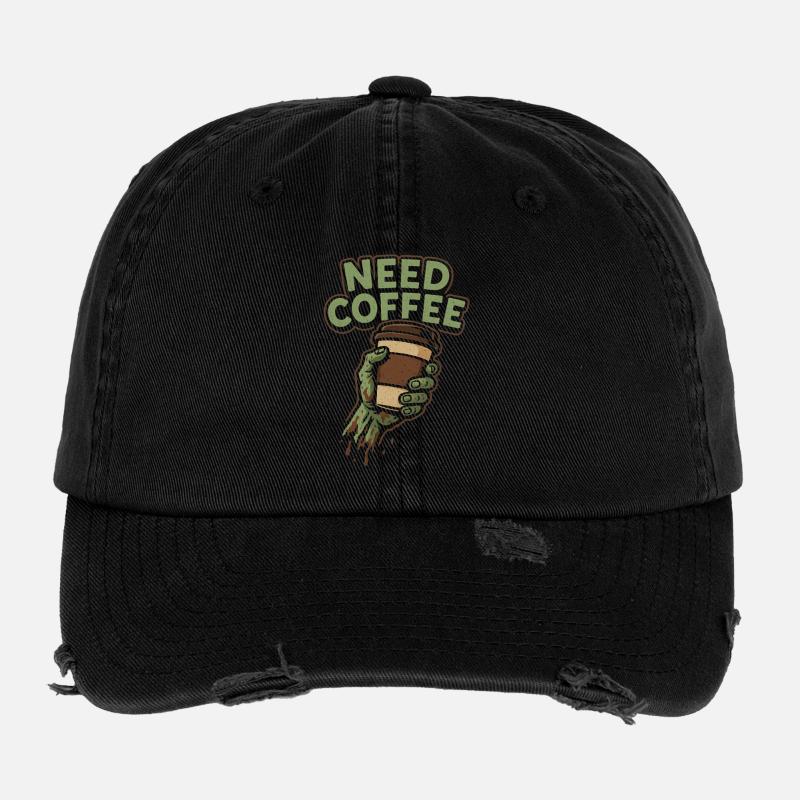 I need coffee funny Flexfit Vintage Destroyed Cap