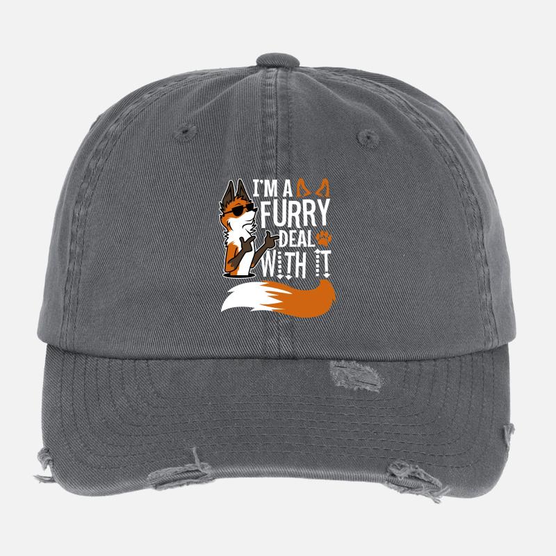 I'm A Furry Deal With It Flexfit Vintage Destroyed Cap