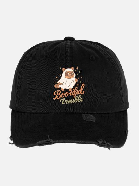 Boo-tiful Trouble Halloween Party Fun raton laveur - Casquette vintage effet usé Flexfit - noir - Devant