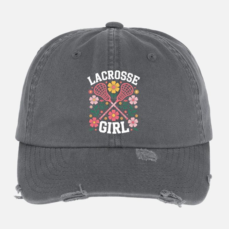 Lacrosse Spruch Mädchen Lustiges Lacrosse Geschenk Flexfit Vintage Destroyed Cap