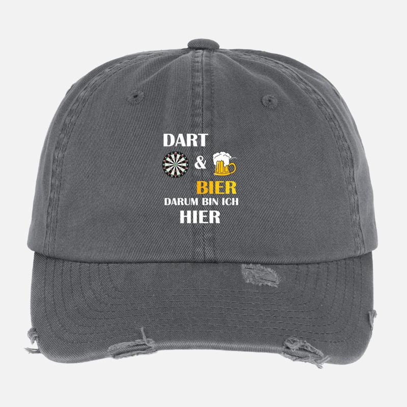 FLÉCHETTES ET BIÈRE, C’EST POURQUOI JE SUIS ICI Fléchettes Spruch Casquette vintage effet usé Flexfit
