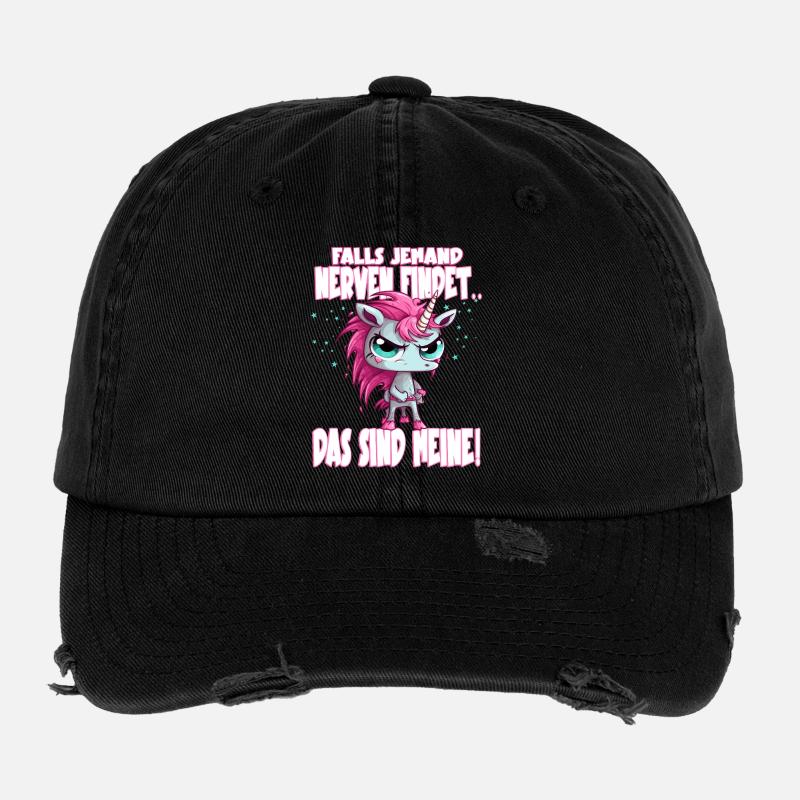 Wütendes Einhorn Pink Spruch Flexfit Vintage Destroyed Cap