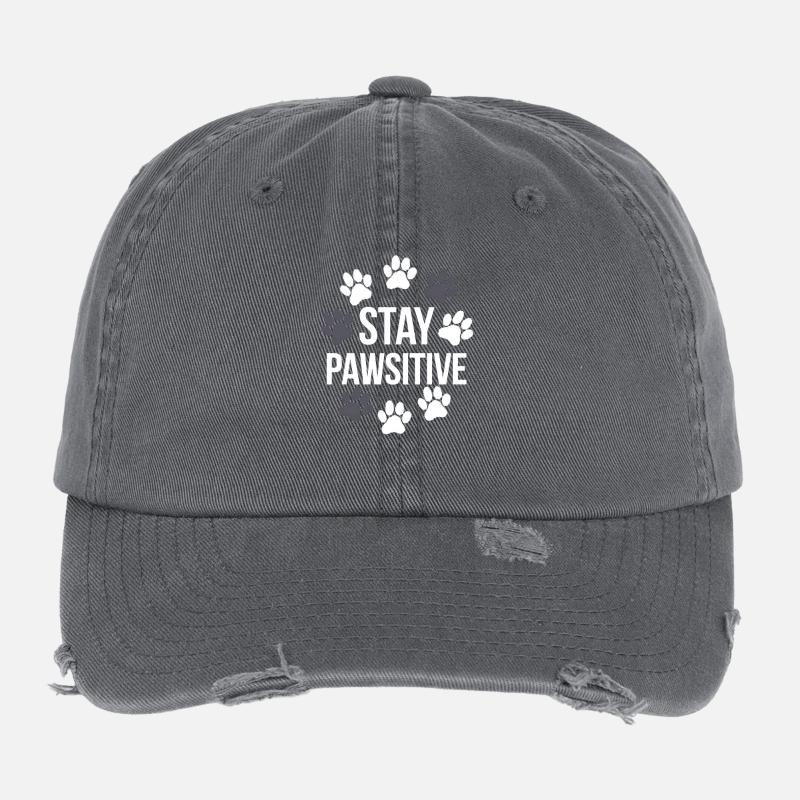Stay Pawsitive Pawprints Tee Flexfit Vintage Destroyed Cap