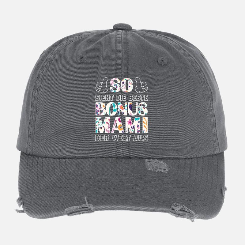 Bonus Mami Mama beste Mutter Muttertag Geschenk Flexfit Vintage Destroyed Cap
