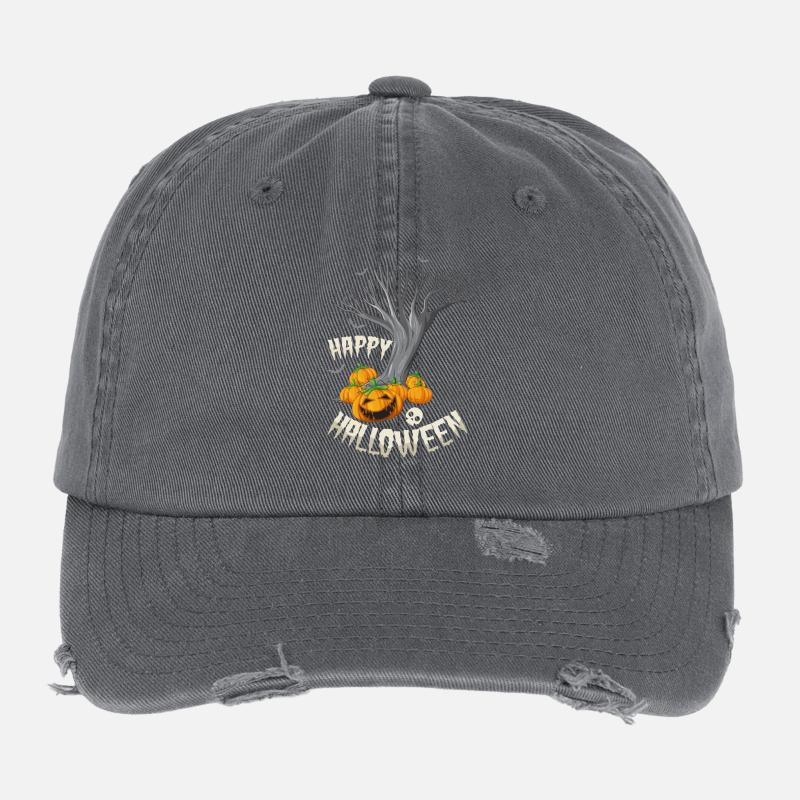 Halloween Jack-o-Lanterns Farm Flexfit Vintage Destroyed Cap