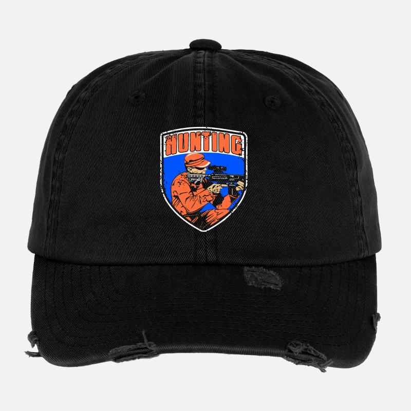 Hunter Aiming Badge Tactical Shooting Style Flexfit Vintage Destroyed Cap