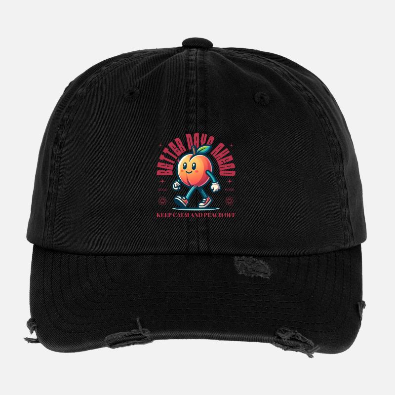 Pêche drôle disant Fruit Lover Pêches Casquette vintage effet usé Flexfit