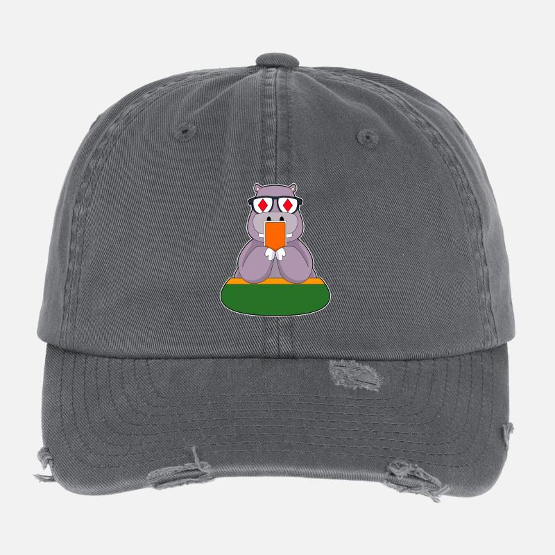 Hippopotamus Poker Poker Card Game Flexfit Vintage Destroyed Cap