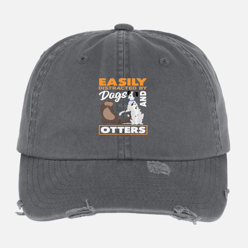 Chiens Loutre de mer Dessin animé Casquette vintage effet usé Flexfit