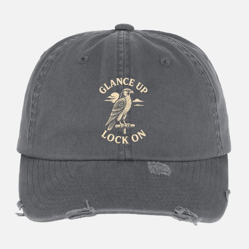 Faucon Coup d’œil vers le haut Lock On Passionné de fauconnerie Casquette vintage effet usé Flexfit