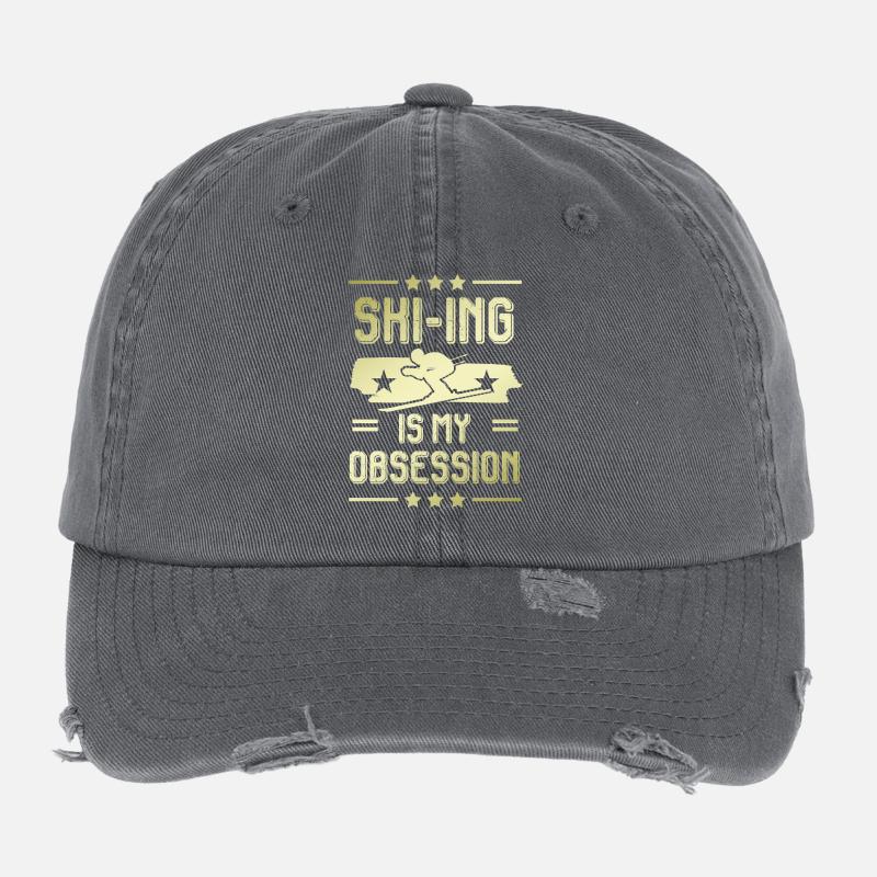 Ski Skiing Casquette vintage effet usé Flexfit