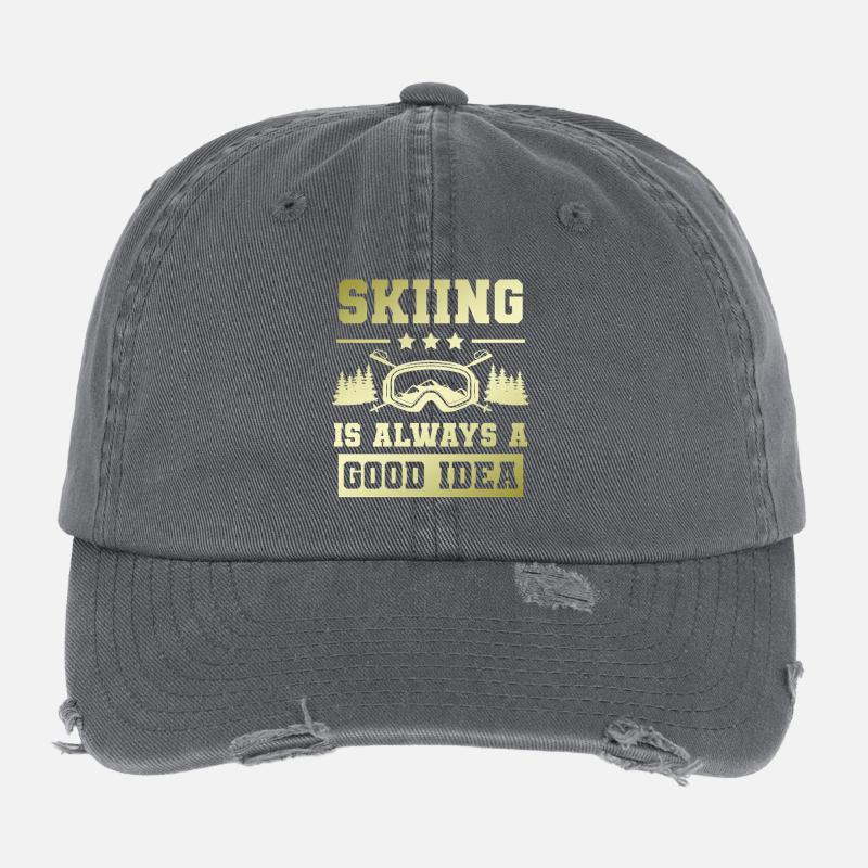Ski Skiing Casquette vintage effet usé Flexfit