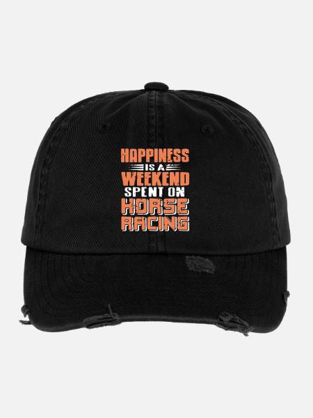 Weekend Happiness Horse Racing Leisure Club - Flexfit Vintage Destroyed Cap - black - Front