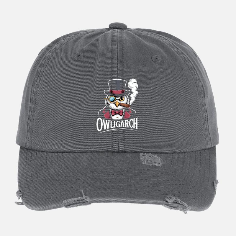 Owligarch Eule Mit Zylinder Und Monokel Flexfit Vintage Destroyed Cap