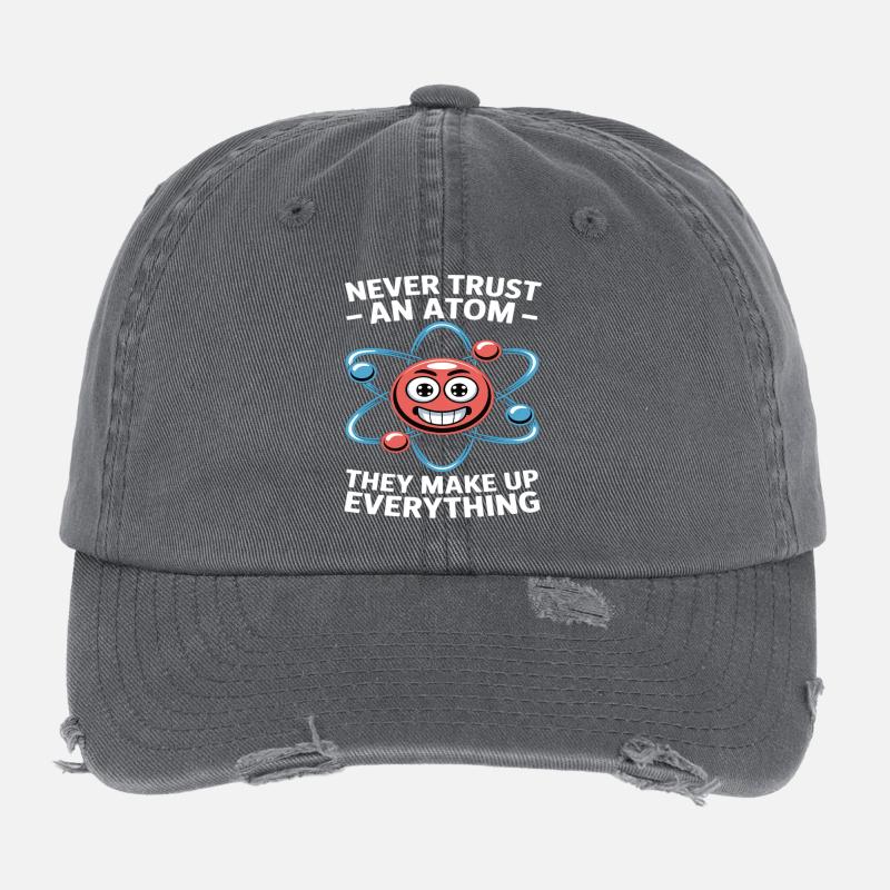 Witziges Physik Shirt – Trau keinem Atom Spruch Flexfit Vintage Destroyed Cap