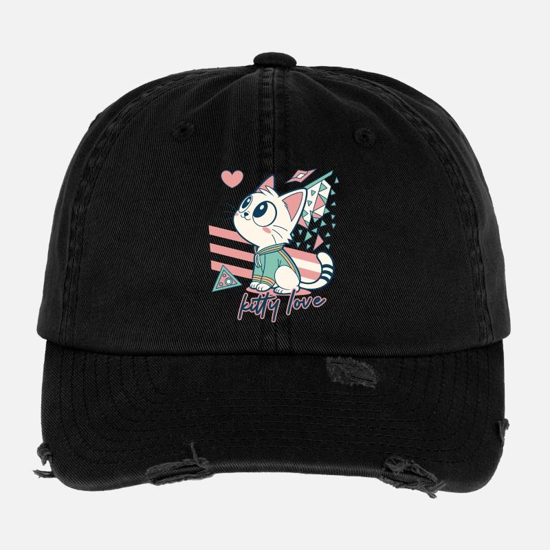 Kitty Love Geometric Pop Art Flexfit Vintage Destroyed Cap