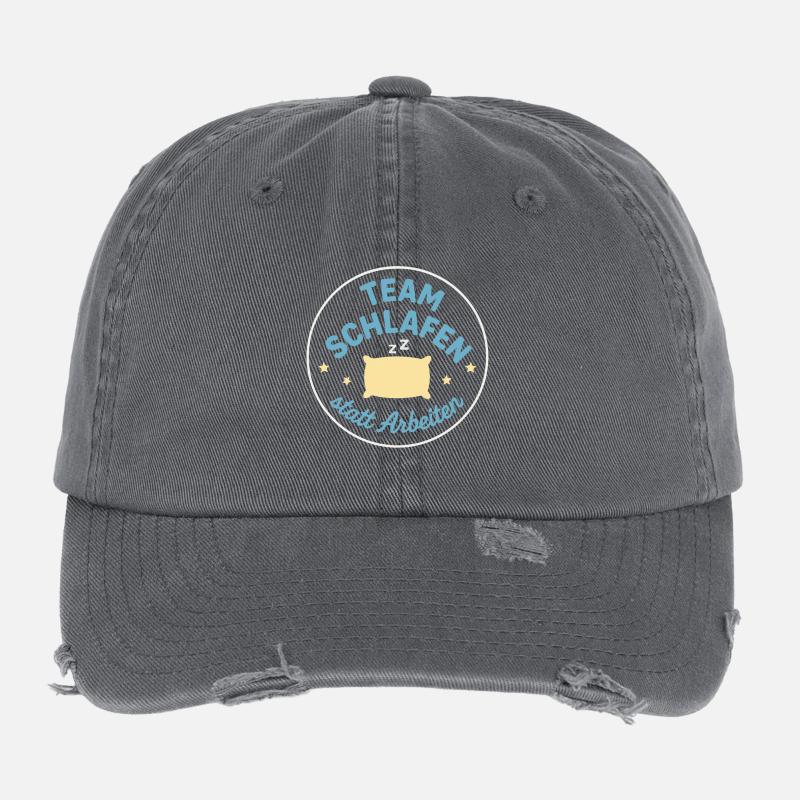 Team Sleeping instead of working Flexfit Vintage Destroyed Cap