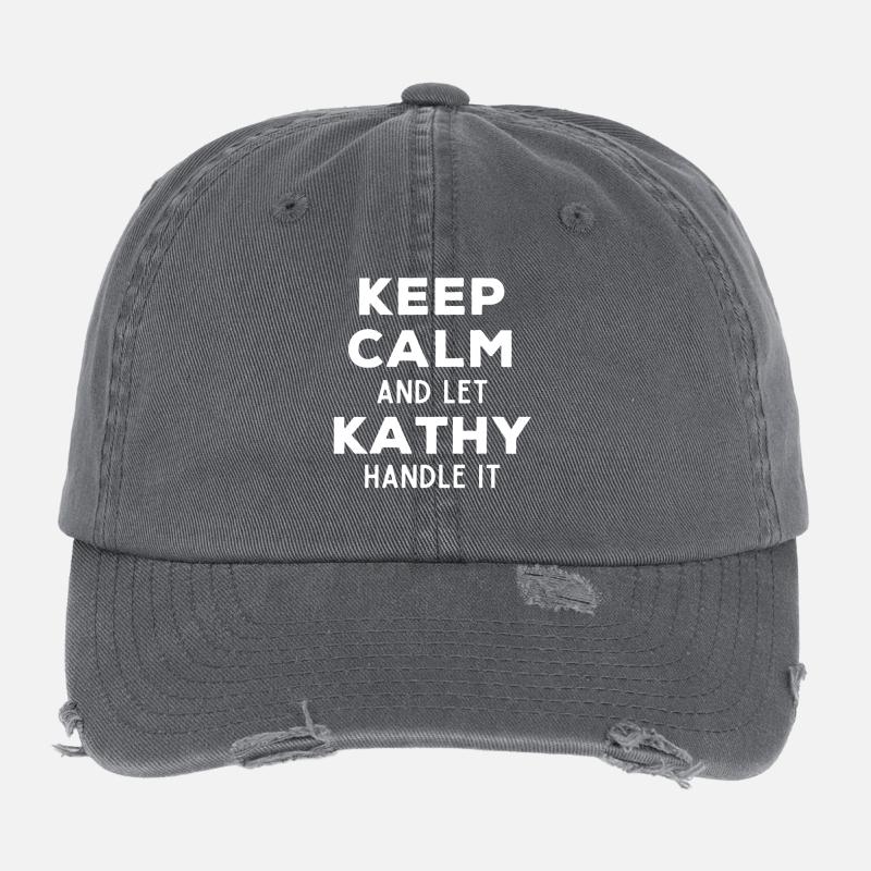 Keep Calm Lass Kathy das regeln Lustiger Spruch Flexfit Vintage Destroyed Cap