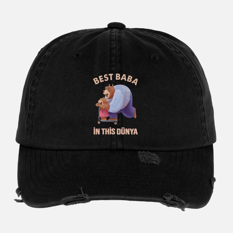Meilleur Baba - Türk Baba Father’s Day Bear Design Casquette vintage effet usé Flexfit