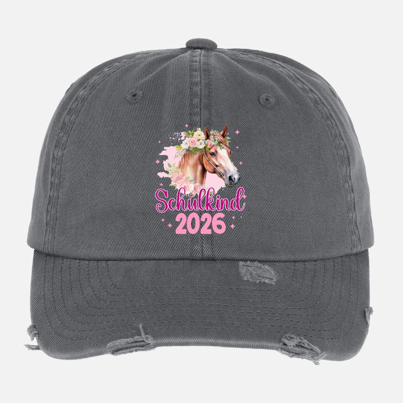 Schulbeginn 2026 Pferdekrone Flexfit Vintage Destroyed Cap