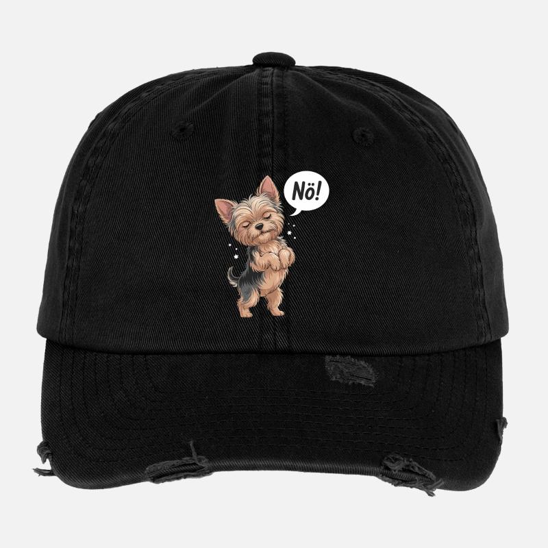 Mignon Yorkshire Terrier avec « Nope ! » Ballon Casquette vintage effet usé Flexfit