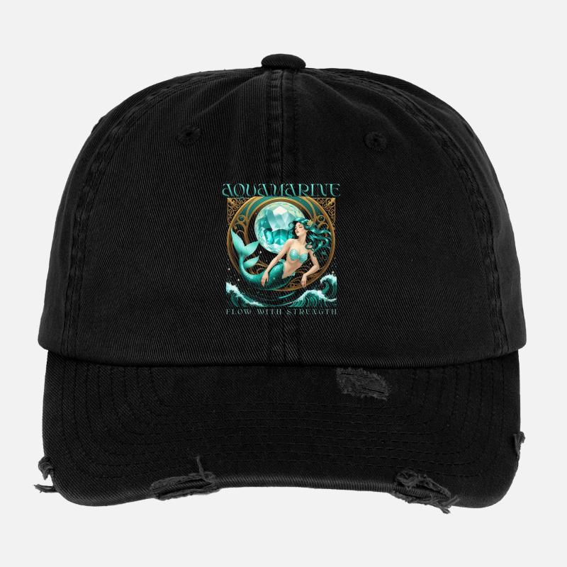 Geburtsstein März Aquamarin Flexfit Vintage Destroyed Cap
