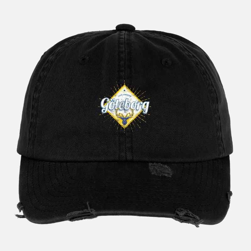 Göteborg mit Hirsch Schweden Vintage Souvenir Flexfit Vintage Destroyed Cap