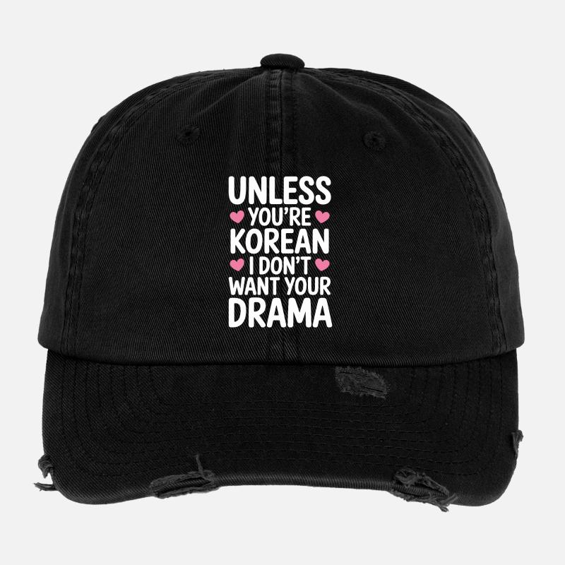 Unless you're Korean K-drama - Flexfit Vintage Destroyed Cap - black