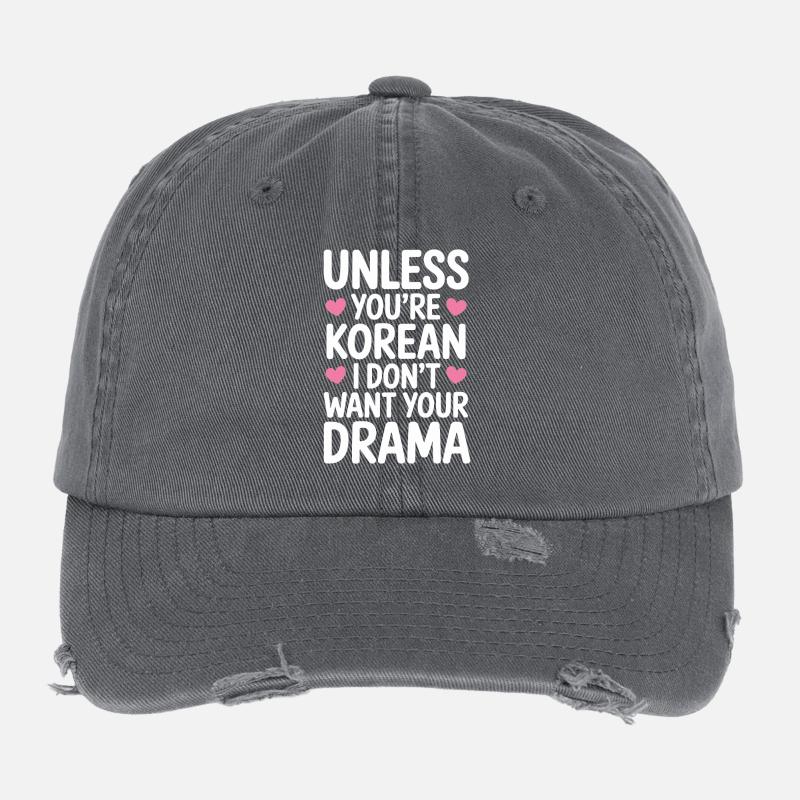 Es Sei Denn Du Bist Koreanisch K-Drama Flexfit Vintage Destroyed Cap