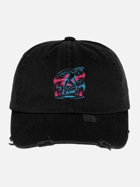 Streetdance Beat – Urban DJ Musik Design - Flexfit Vintage Destroyed Cap - Schwarz - Vorne