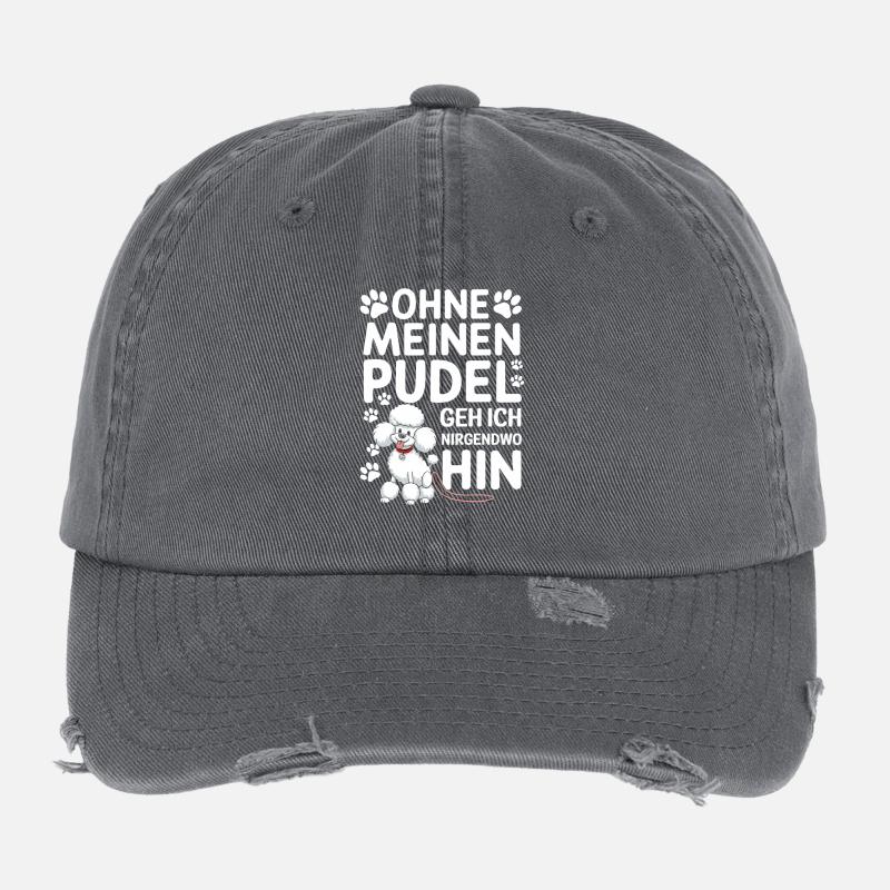 Ohne Meinen Pudel Geh Ich Hin Flexfit Vintage Destroyed Cap