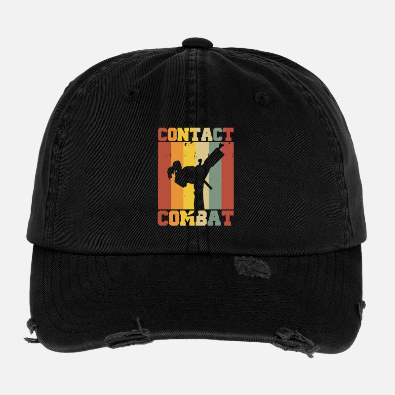Silhouette einer Karatefrau – Combat Contact  Flexfit Vintage Destroyed Cap