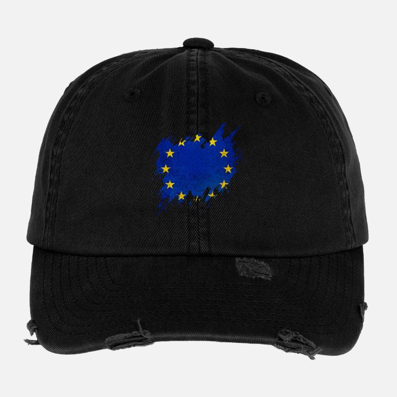 Drapeau de l’Europe, style déchiré Casquette vintage effet usé Flexfit