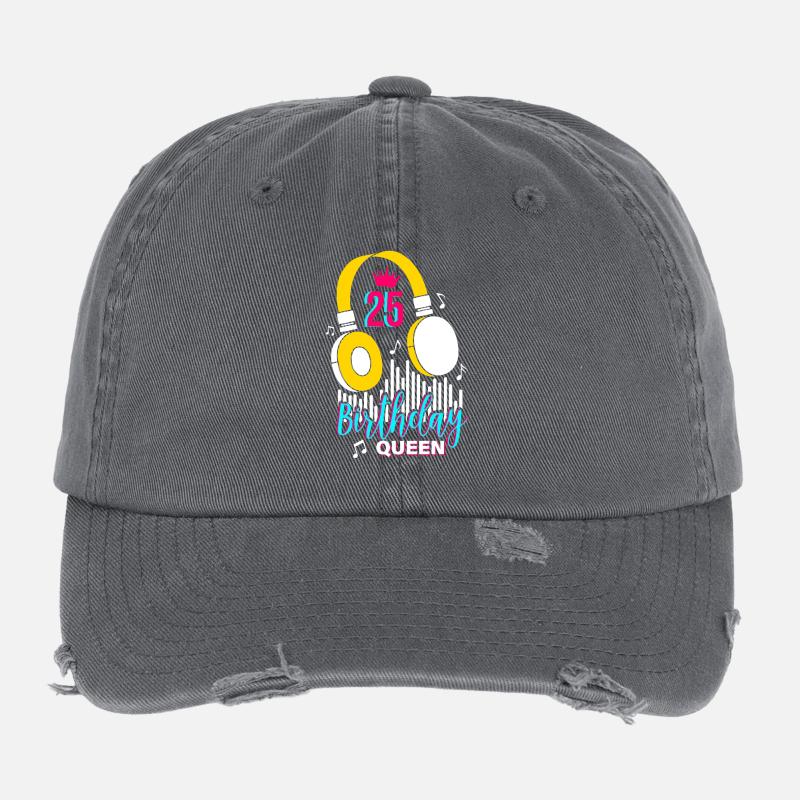 Birthday Queen 25th Birthday Flexfit Vintage Destroyed Cap