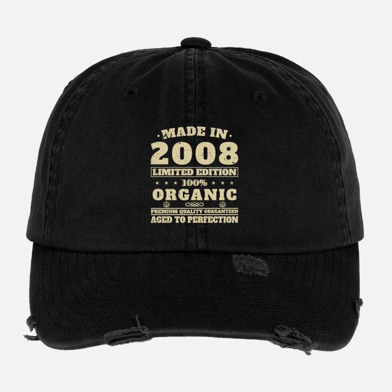 Original 2008 Vintage Retro Anniversary Gift Flexfit Vintage Destroyed Cap