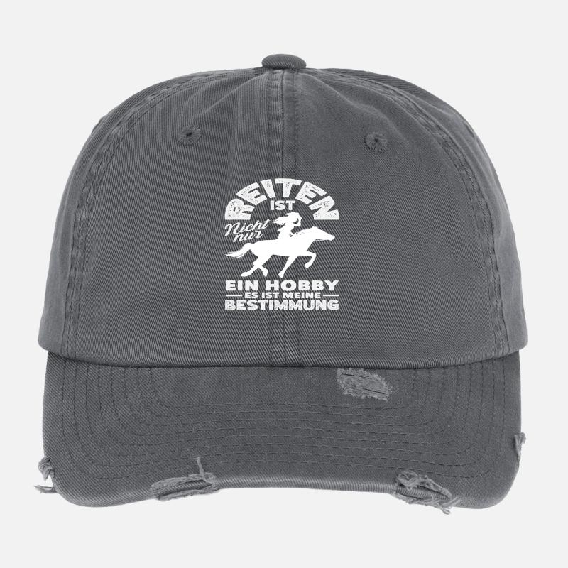 Hobby Bestimmung Pferdemädchen Reiten Ponyfans Flexfit Vintage Destroyed Cap