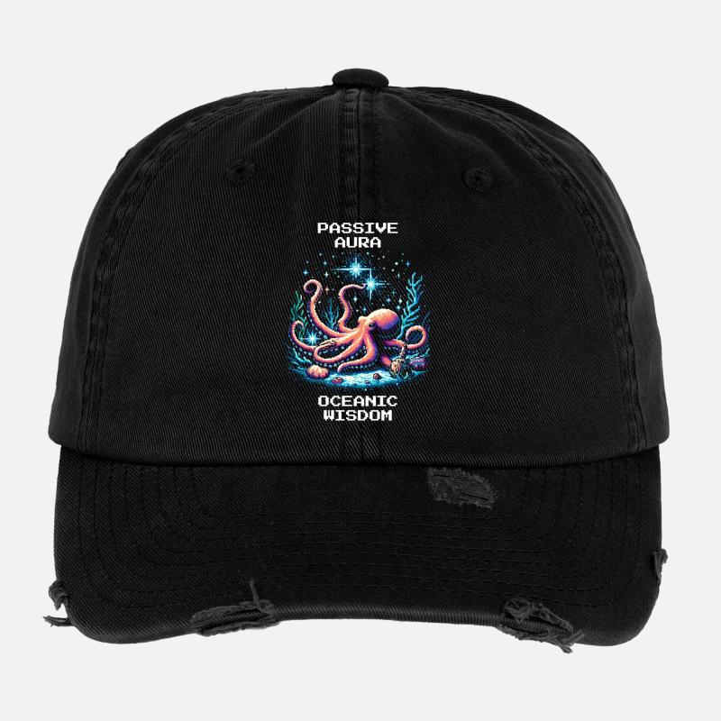 Oceanic Wisdom | Passive Aura Octopus Spell - Low Profile Destroyed Cap - black