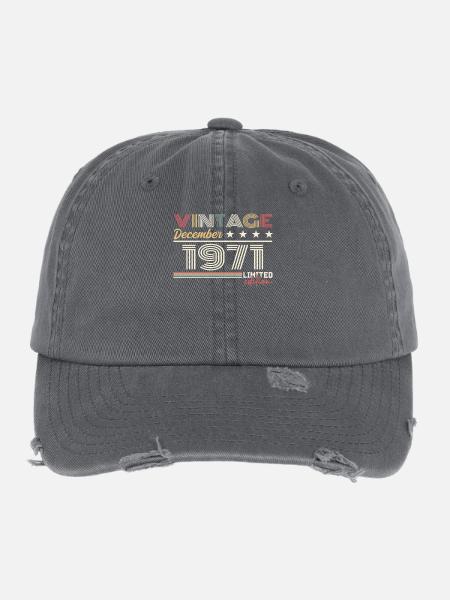 Cadeau Décembre 1971 - Casquette vintage effet usé Flexfit - charbon - Devant
