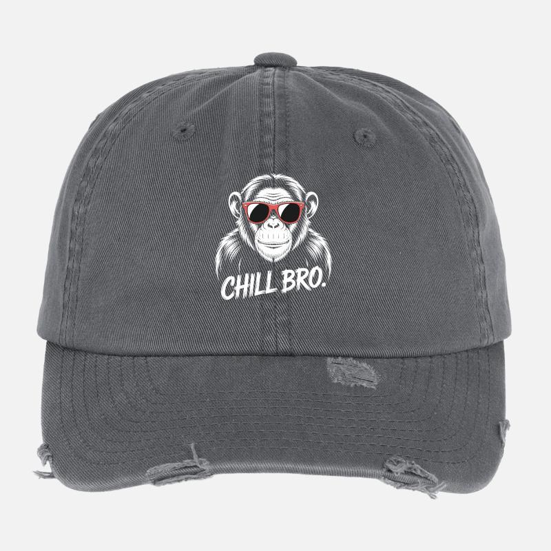 Chill Bro Monkey With Sunglasses Flexfit Vintage Destroyed Cap