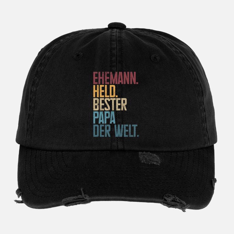 Ehemann Held Bester Papa Der Welt Retro Flexfit Vintage Destroyed Cap