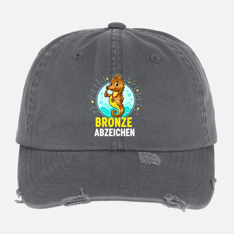 Bronze Badge Swimming Course Passed Flexfit Vintage Destroyed Cap