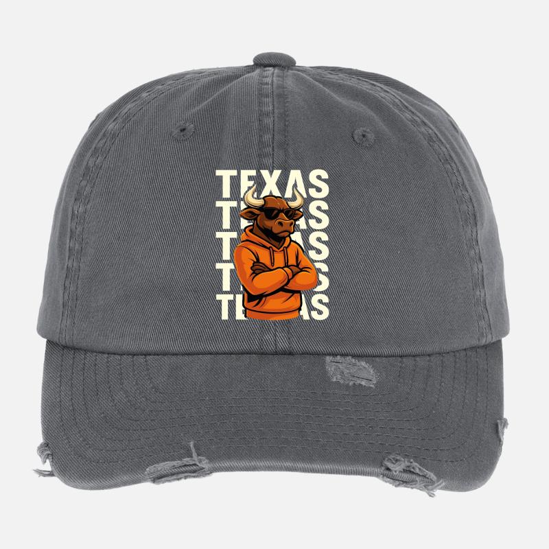 Taureau cool à la texane Casquette vintage effet usé Flexfit