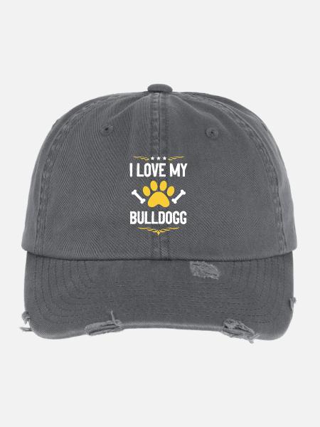 I Love My Bulldog - Flexfit Vintage Destroyed Cap - dark grey - Front