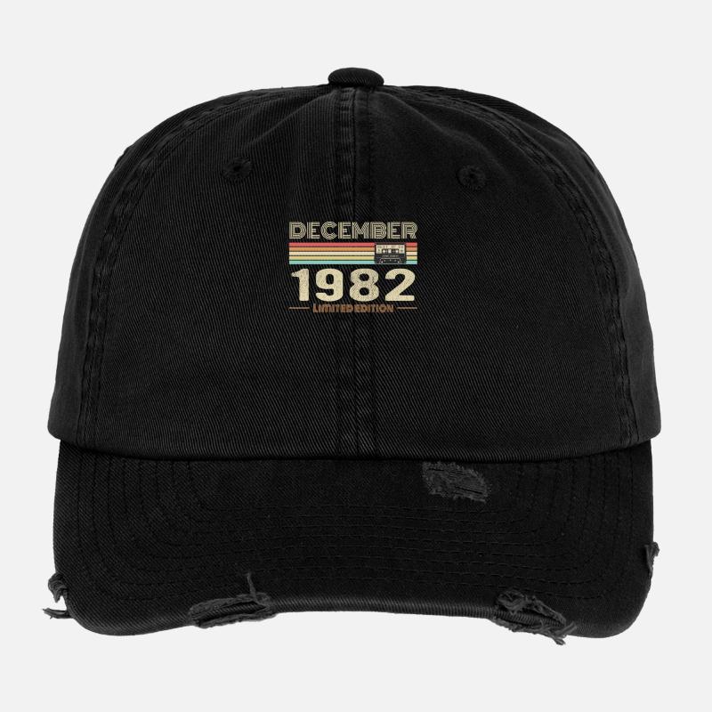 Décembre 1982 anniversaire Décembre 1982 Décembre - Casquette vintage effet usé Flexfit - noir